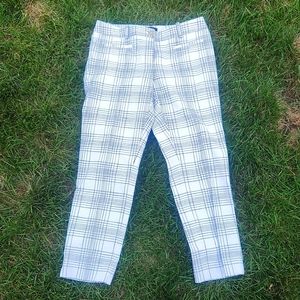 Ann Taylor black/white plaid ankle pants